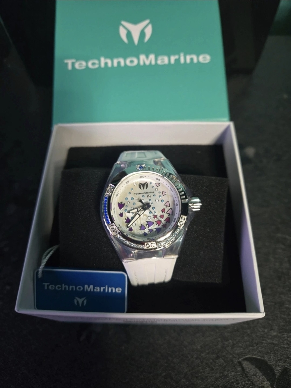 TM-125003 Invicta TechnoMarine Mother Of Pearl Dial Crystal Accent Watch 40mm